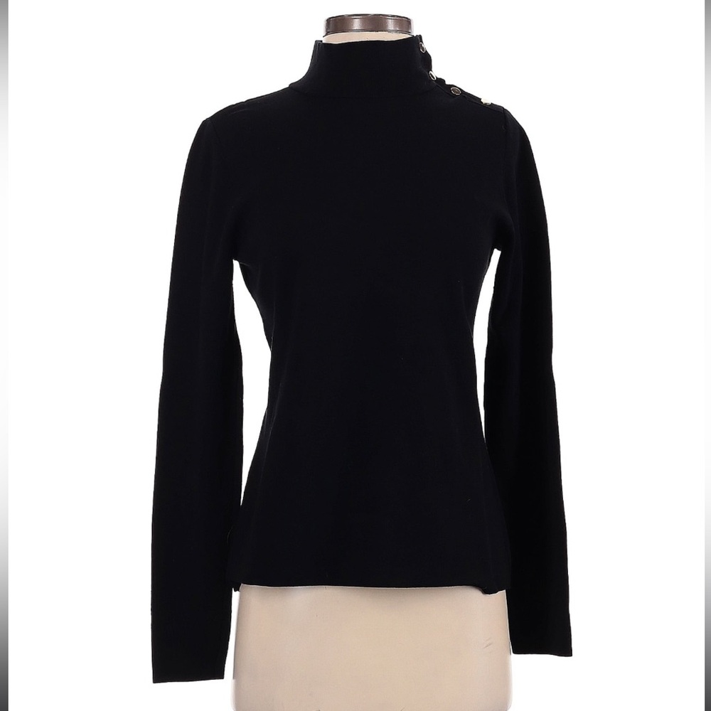 Ann Taylor Turtle Neck Top with gold buttons on side of the neck
